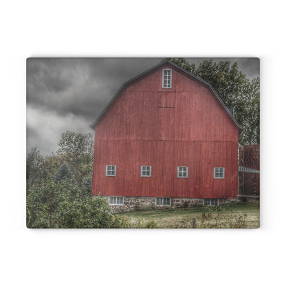 U R There Photography Vassar Road Red II Rustic Farmhouse Tempered-Glass Cutting Board