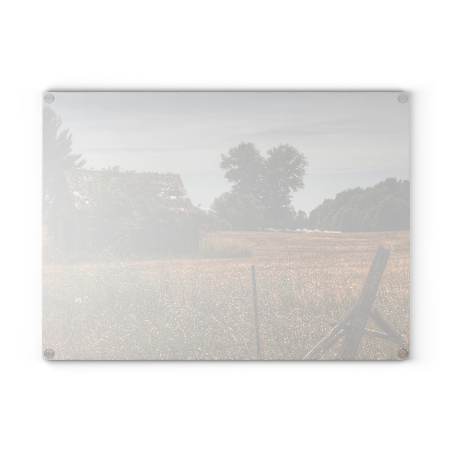 U R There Photography Waterman Road Shack Beyond the Fence Rustic Farmhouse Tempered-Glass Cutting Board