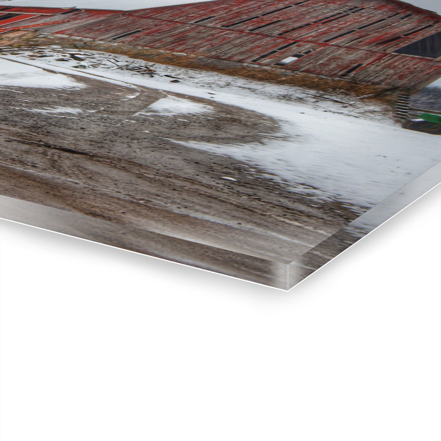 U R There Photography Marathon Road Red in Winter Rustic Farmhouse Acrylic Wall Print