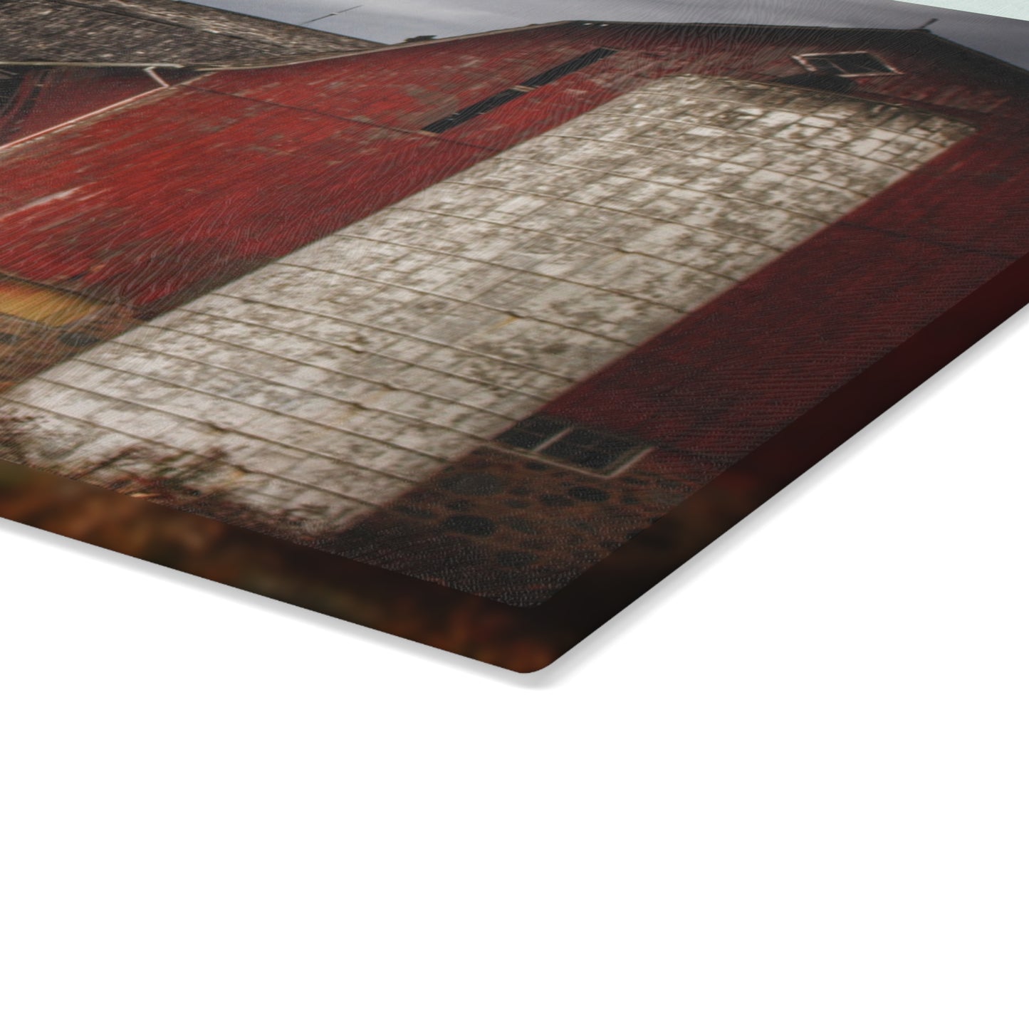 U R There Photography Hurd Corners Red II Rustic Farmhouse Tempered-Glass Cutting Board