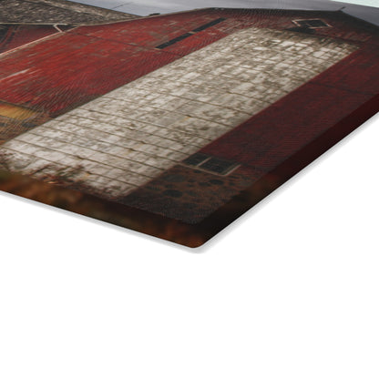 U R There Photography Hurd Corners Red II Rustic Farmhouse Tempered-Glass Cutting Board
