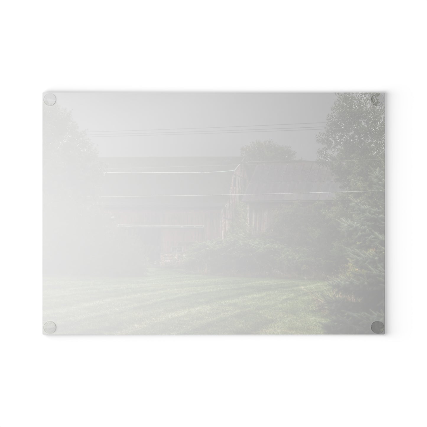 U R There Photography Bowers Road Grey Duo II Rustic Farmhouse Tempered-Glass Cutting Board