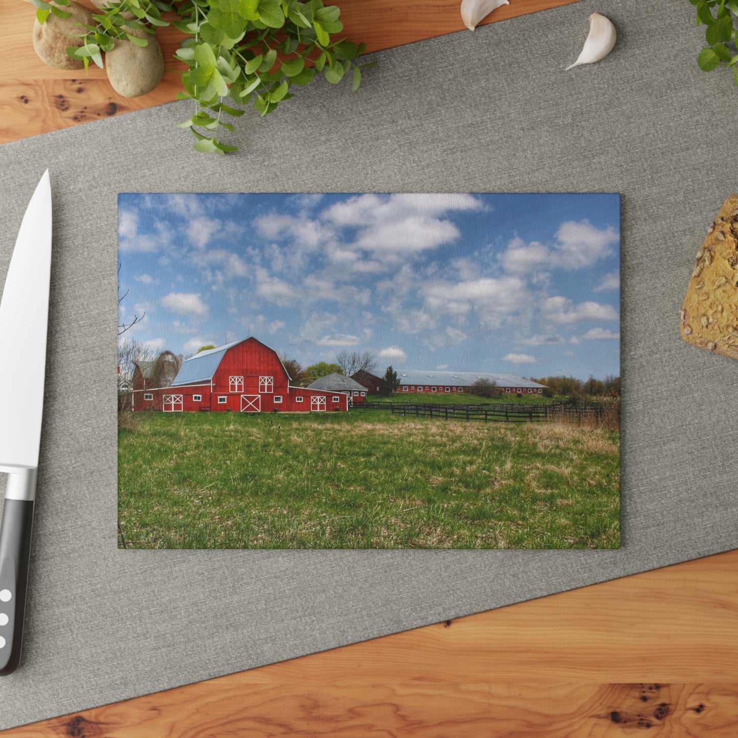 Barn Boutique Rustic Tempered-Glass Cutting Board| Delano Road Reds