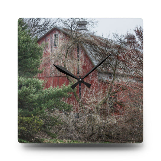 Morris Road Hidden Rustic Farmhouse Acrylic Analog Wall Clock 10.75'' × 10.75'' (Square)