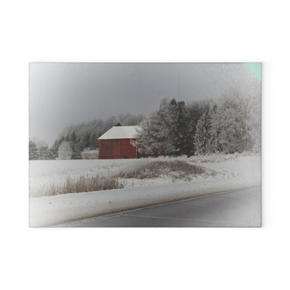 U R There Photography Farm on the Curve Rustic Farmhouse Tempered-Glass Cutting Board