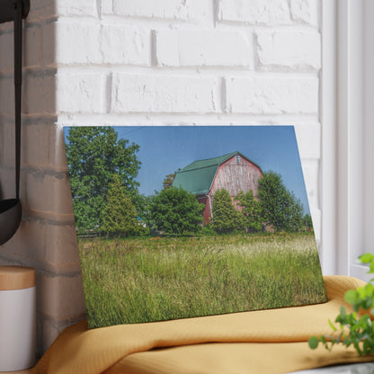 U R There Photography Elmwood Road Red IV Rustic Farmhouse Tempered-Glass Cutting Board