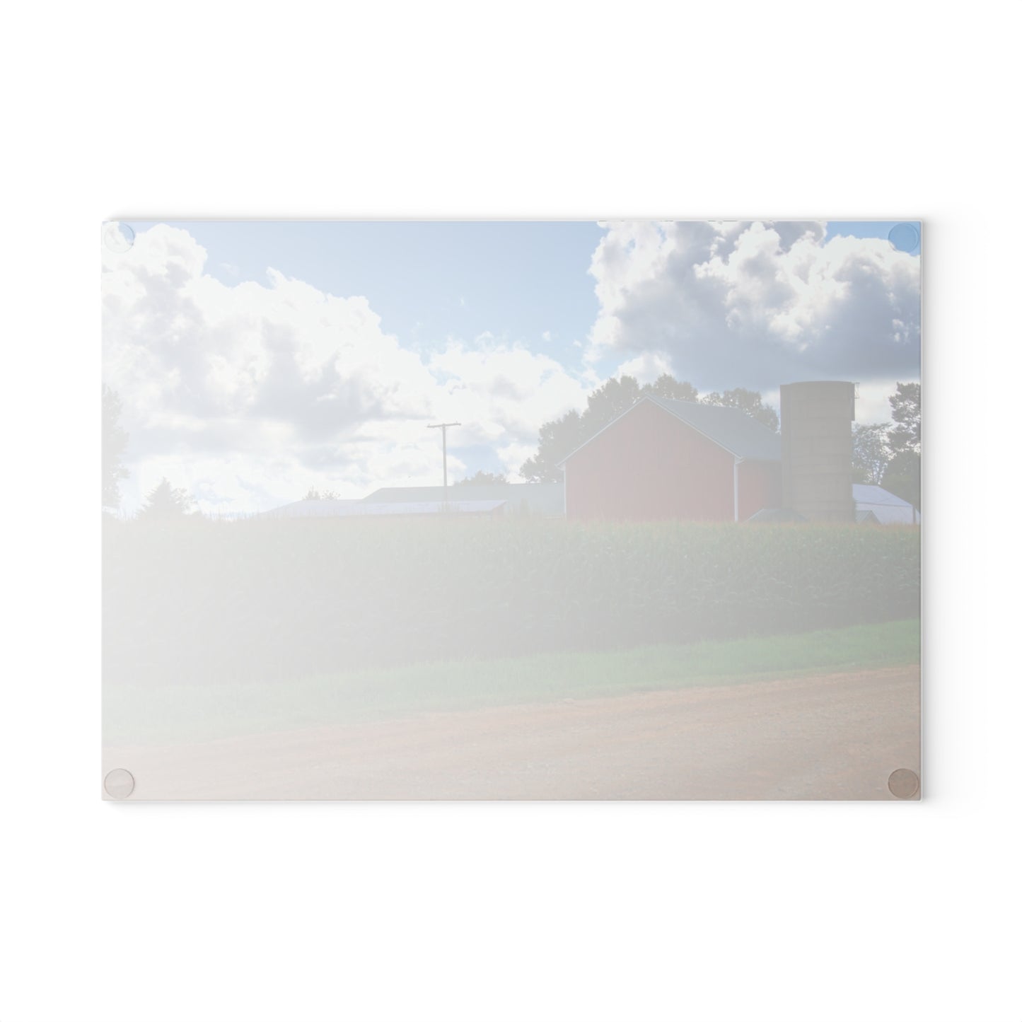 U R There Photography East Brown Road Red Rustic Farmhouse Tempered-Glass Cutting Board