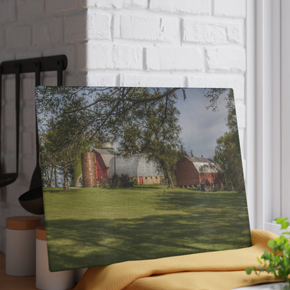 U R There Photography Clark Park Road Reds Rustic Farmhouse Tempered-Glass Cutting Board
