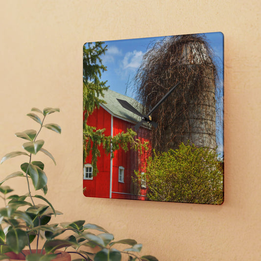 U R There Photography Delano Silo Rustic Farmhouse Acrylic Analog Wall Clock