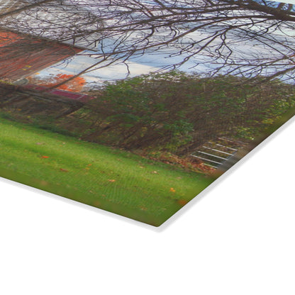 U R There Photography Millis Road Hidden Red Rustic Farmhouse Tempered-Glass Cutting Board