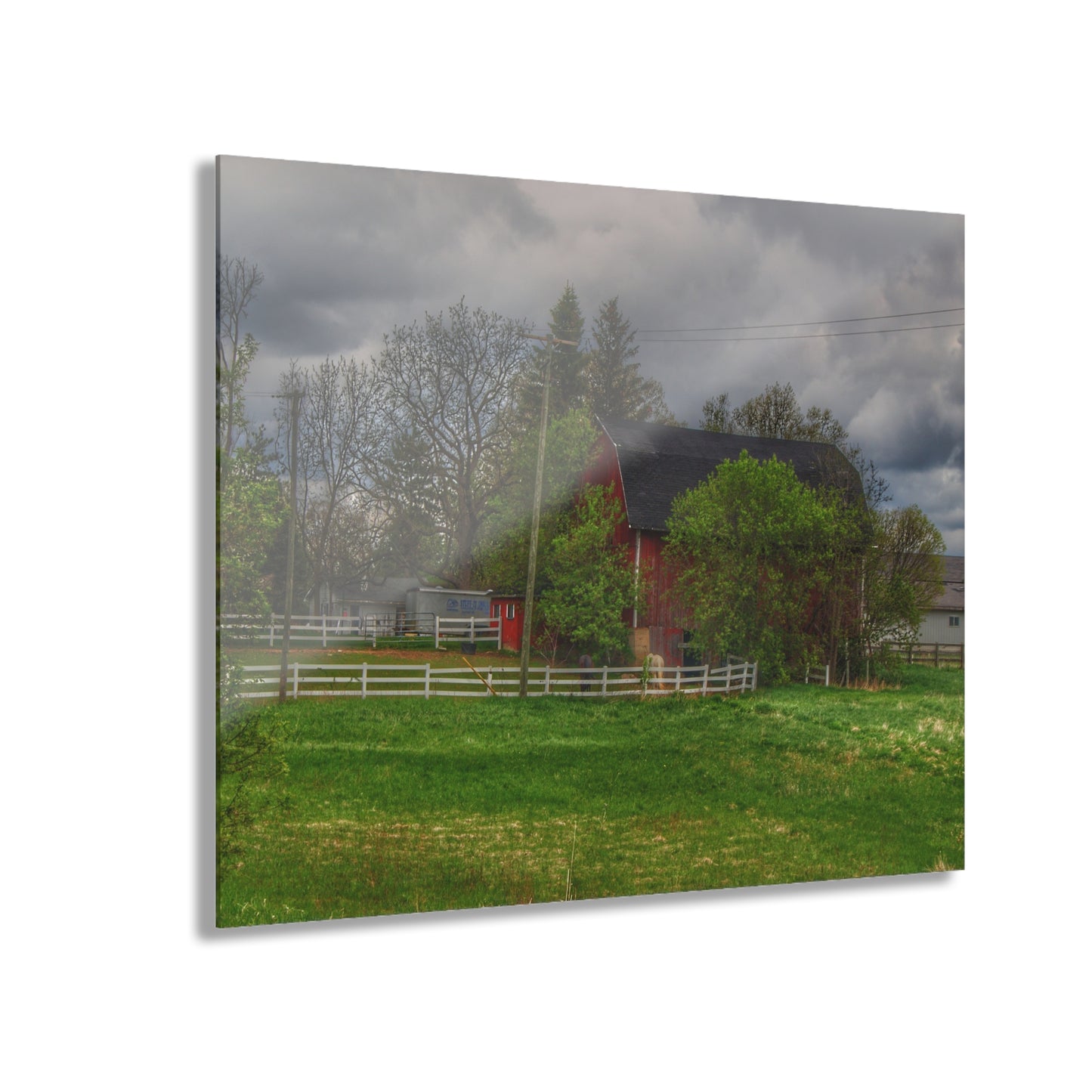 U R There Photography Hassler Lake Hidden Red Rustic Farmhouse Acrylic Wall Print