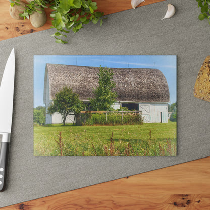 U R There Photography Country White Rustic Farmhouse Tempered-Glass Cutting Board