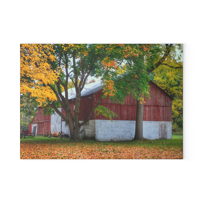 U R There Photography M-25 Red Rustic Farmhouse Tempered-Glass Cutting Board