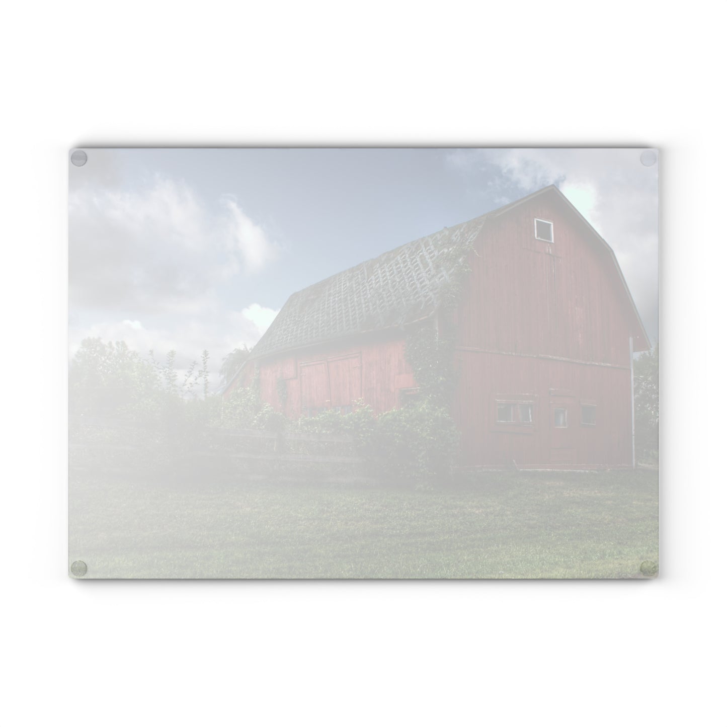 U R There Photography Hegel Road Old Red I Rustic Farmhouse Tempered-Glass Cutting Board 8"x 11"