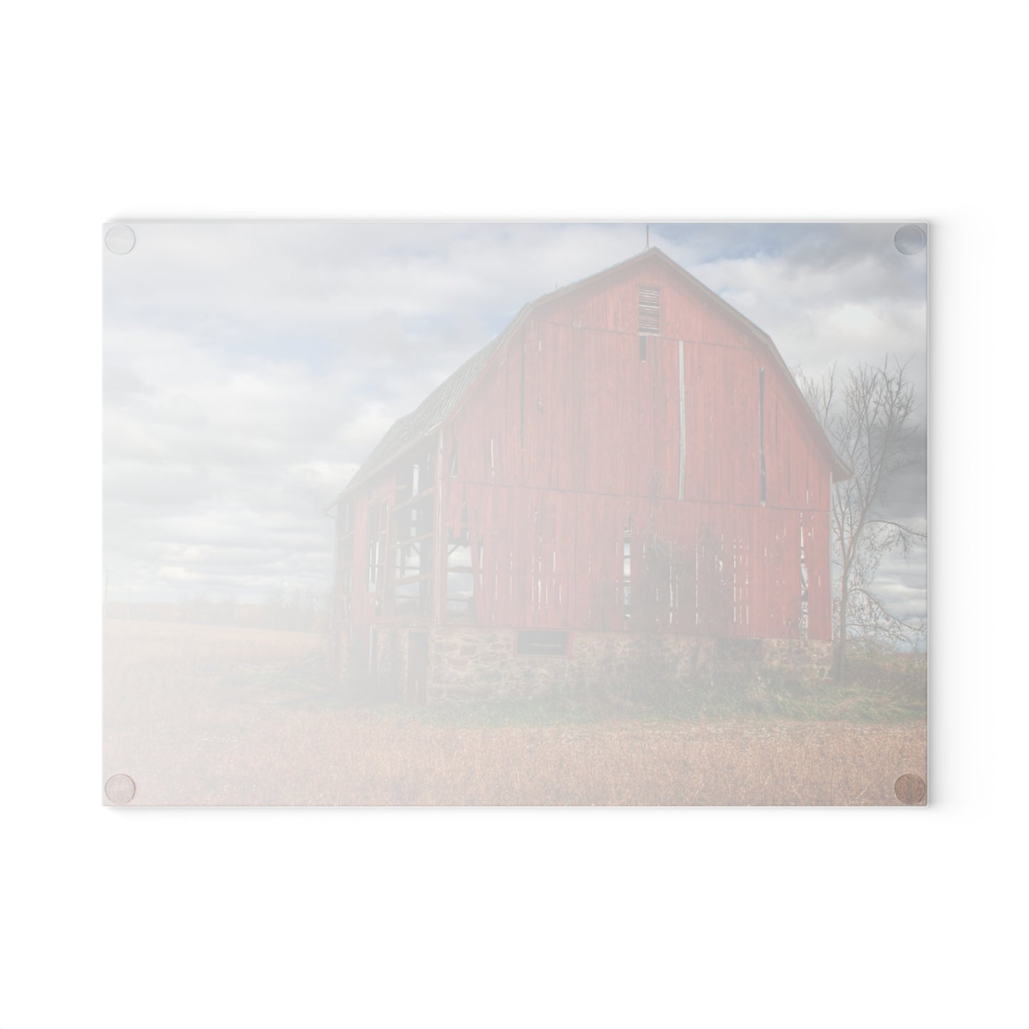 U R There Photography Laur Road Forgotten Red I Rustic Farmhouse Tempered-Glass Cutting Board