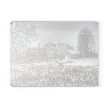 U R There Photography Vermilya Grey and Silo Rustic Farmhouse Tempered-Glass Cutting Board