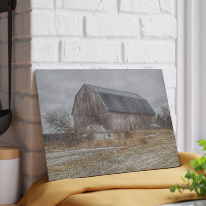U R There Photography Mayville Road Grey Rustic Farmhouse Tempered-Glass Cutting Board