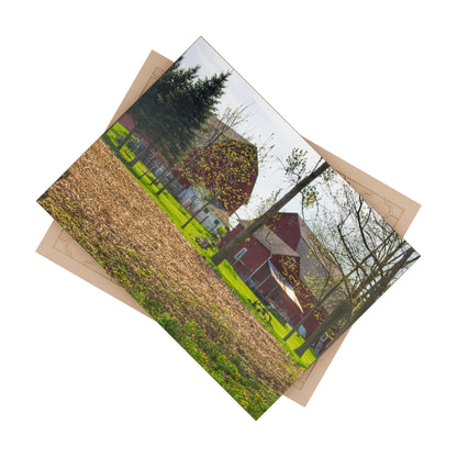 U R There Photography Bishop Road Reds III Rustic Farmhouse Decorative Ceramic Tile