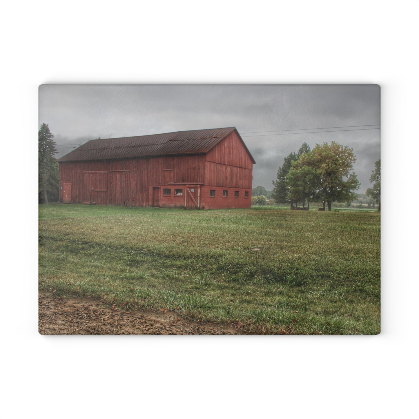 U R There Photography Birch Road Red Rustic Farmhouse Tempered-Glass Cutting Board