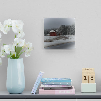 U R There Photography Farm on the Curve Rustic Farmhouse Acrylic Analog Wall Clock
