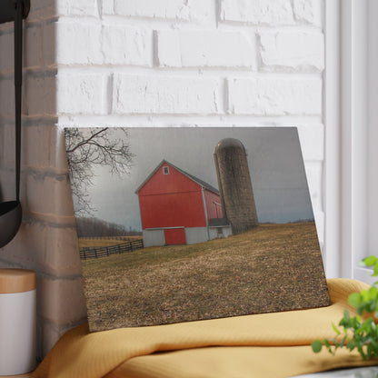 U R There Photography Brocker Road Red II Rustic Farmhouse Tempered-Glass Cutting Board