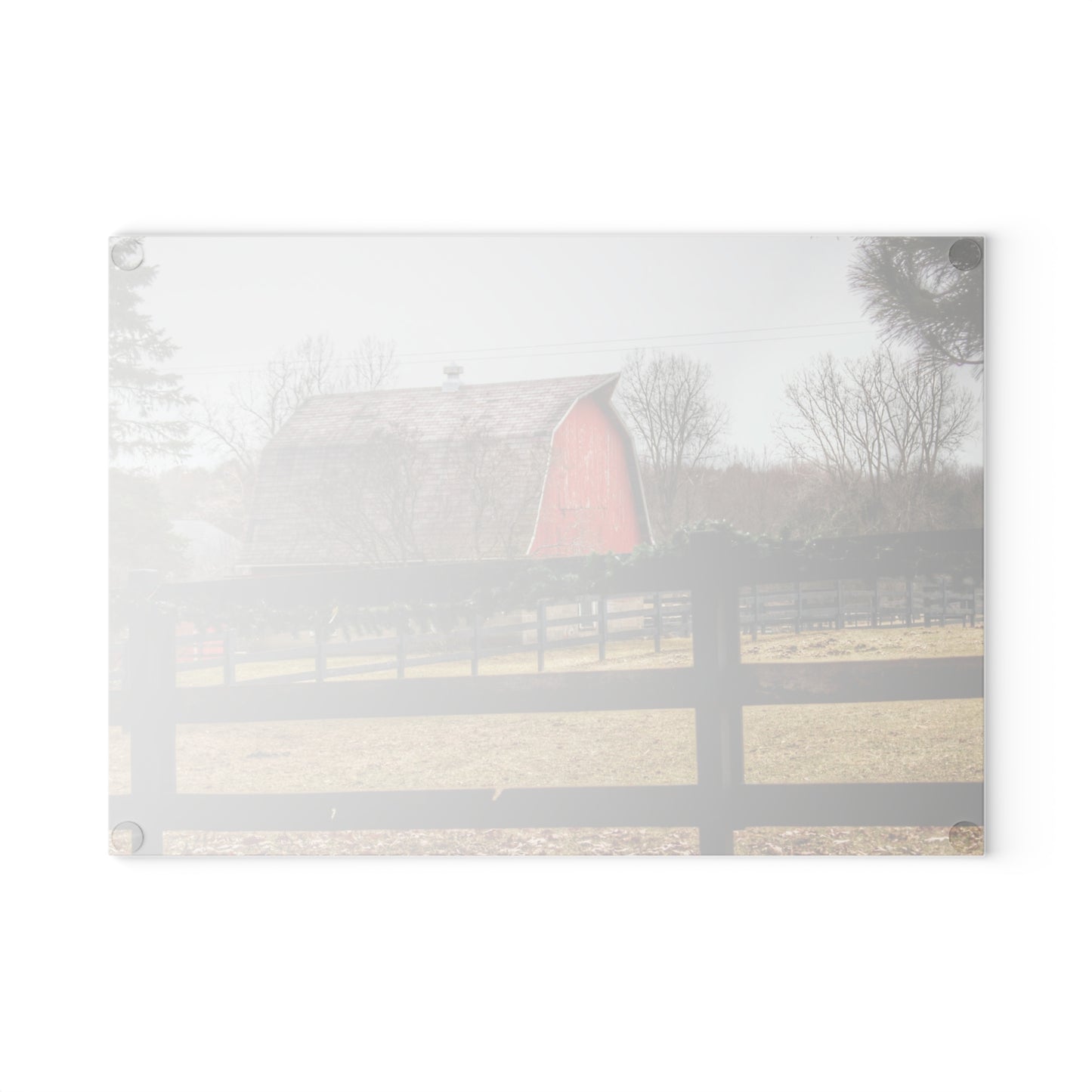U R There Photography Beyond the Fence on Blood Road Rustic Farmhouse Tempered-Glass Cutting Board