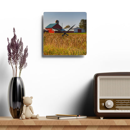U R There Photography Oak Road Farm Rustic Farmhouse Acrylic Analog Wall Clock