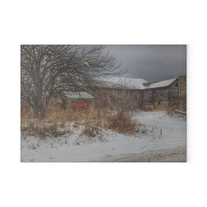 U R There Photography Midwinter Red Rustic Farmhouse Tempered-Glass Cutting Board