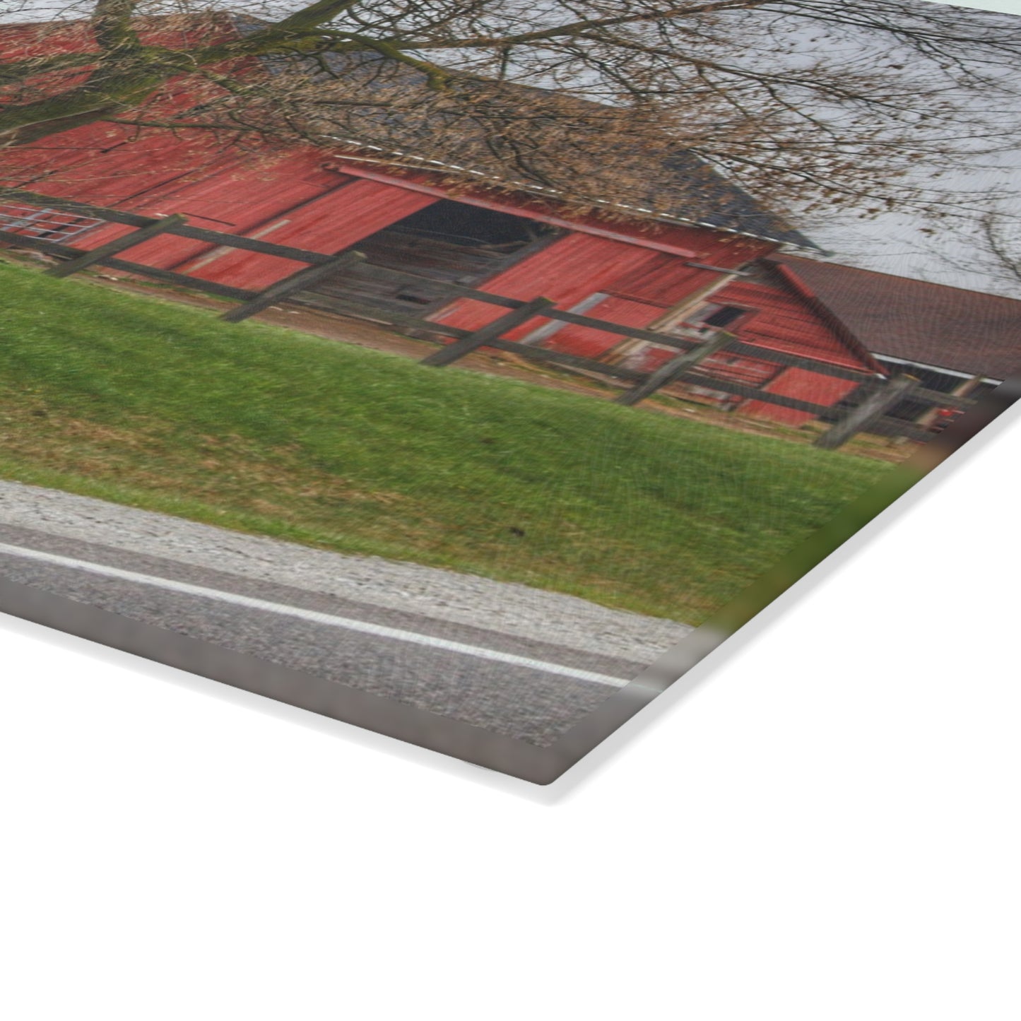 U R There Photography M-21 Roadside Stable I Rustic Farmhouse Tempered-Glass Cutting Board