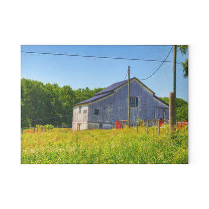 U R There Photography Greenwood Road Whitewash Grey Rustic Farmhouse Tempered-Glass Cutting Board