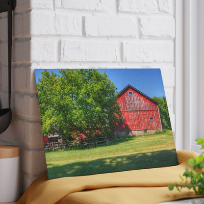 U R There Photography Five Lakes Red IV Rustic Farmhouse Tempered-Glass Cutting Board