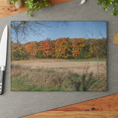 U R There Photography Fall on Piersonville Road Rustic Farmhouse Tempered-Glass Cutting Board
