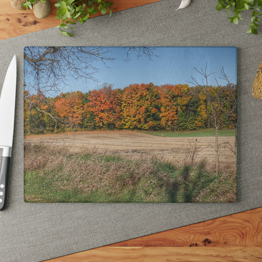 U R There Photography Fall on Piersonville Road Rustic Farmhouse Tempered-Glass Cutting Board