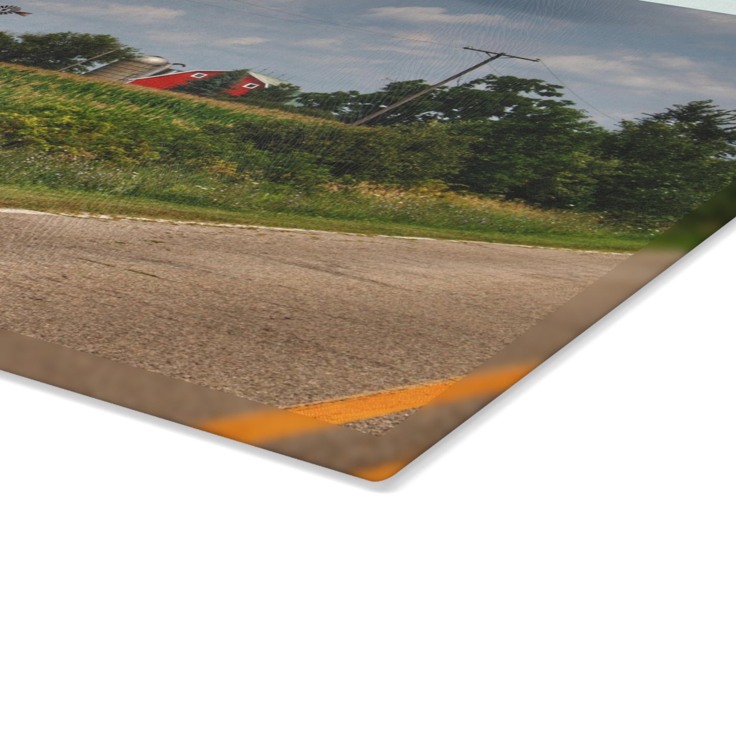 U R There Photography Across the Field in Elba I Rustic Farmhouse Tempered-Glass Cutting Board