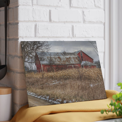 U R There Photography Edward Road Reds Rustic Farmhouse Tempered-Glass Cutting Board
