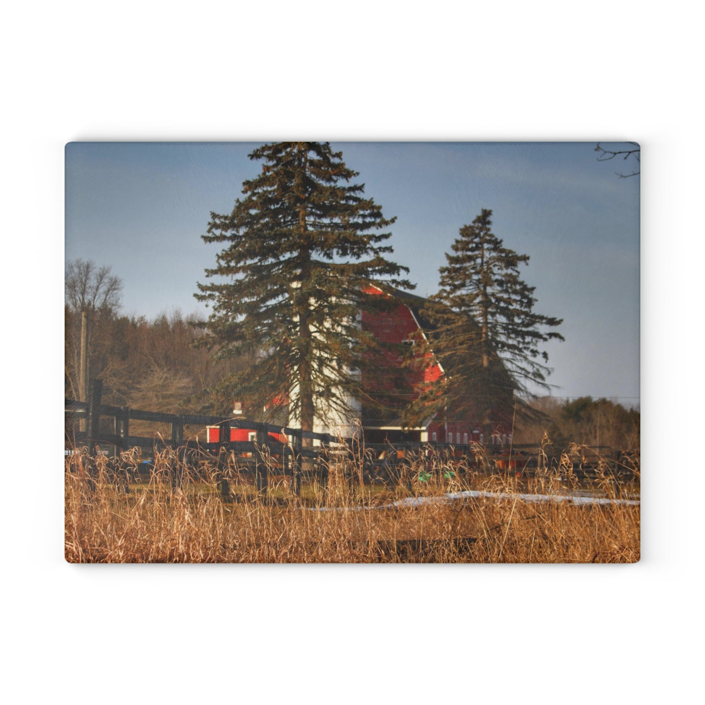 U R There Photography Blood Road Red I Rustic Farmhouse Tempered-Glass Cutting Board