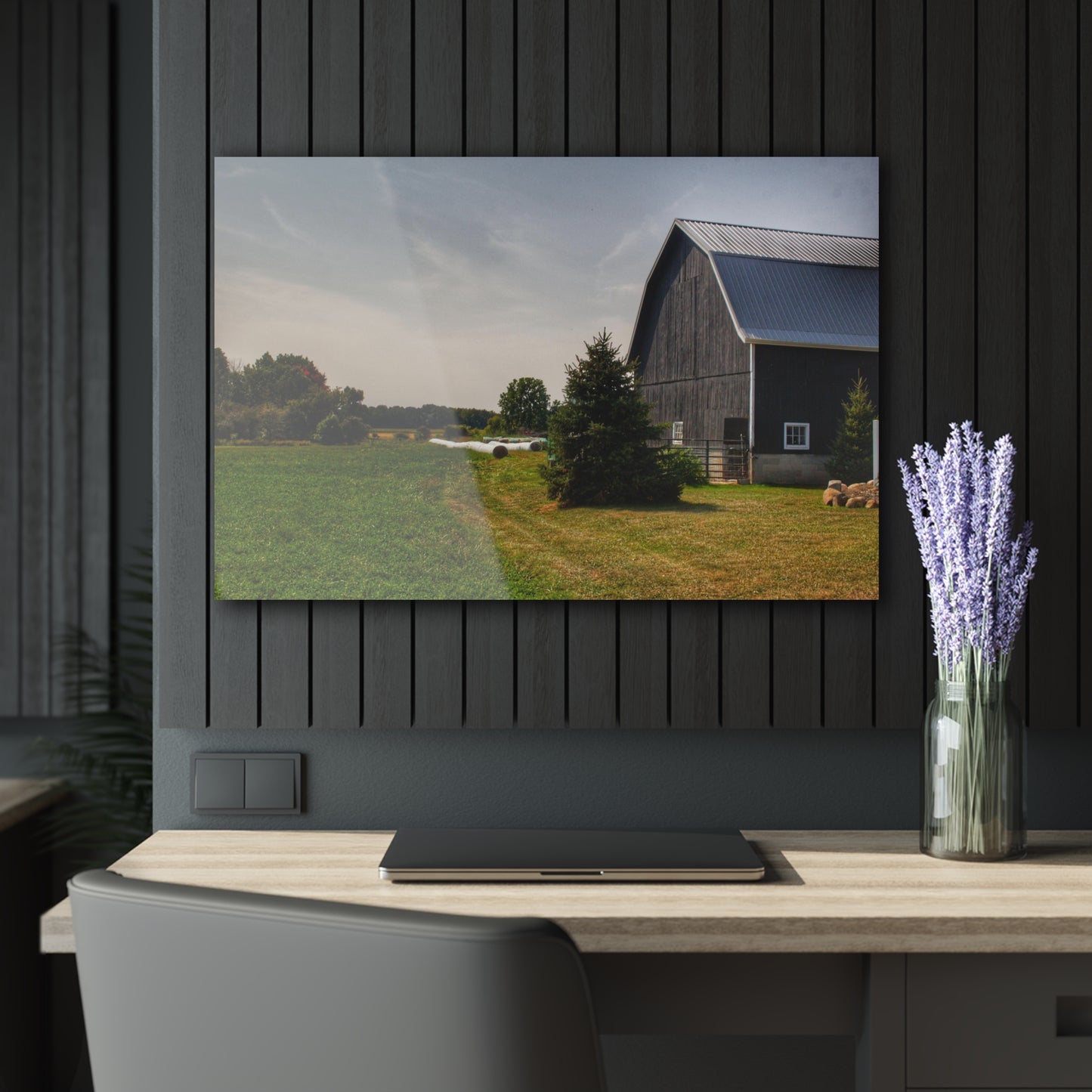 U R There Photography Black Haybarn Rustic Farmhouse Acrylic Wall Print