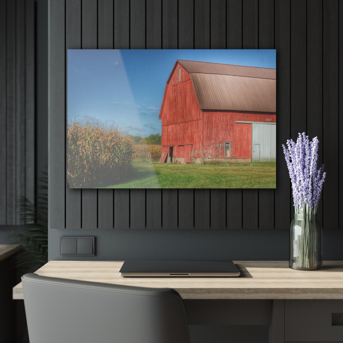 U R There Photography Fargo Road Red I Rustic Farmhouse Acrylic Wall Print