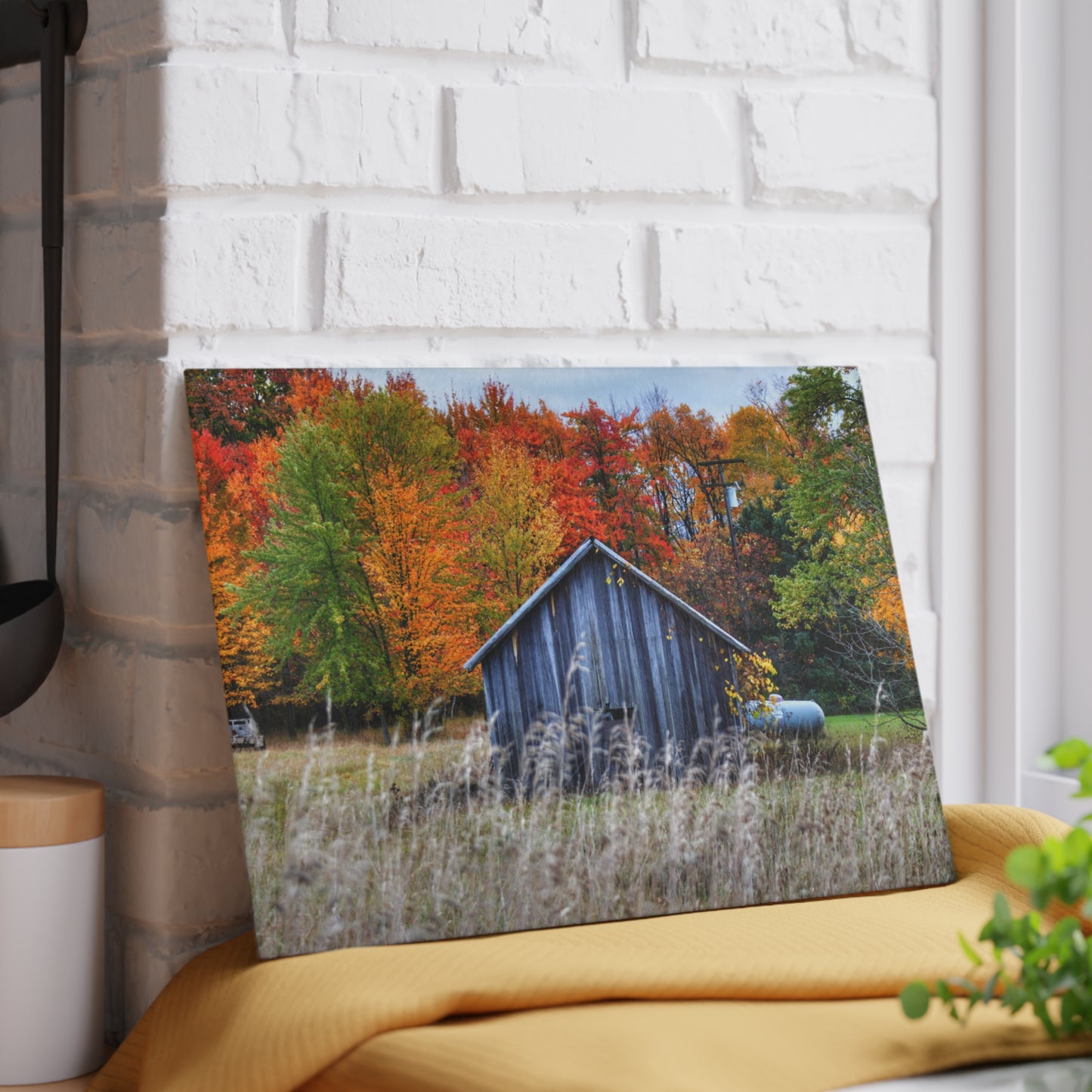 U R There Photography Beyond Church Road Little Grey Rustic Farmhouse Tempered-Glass Cutting Board