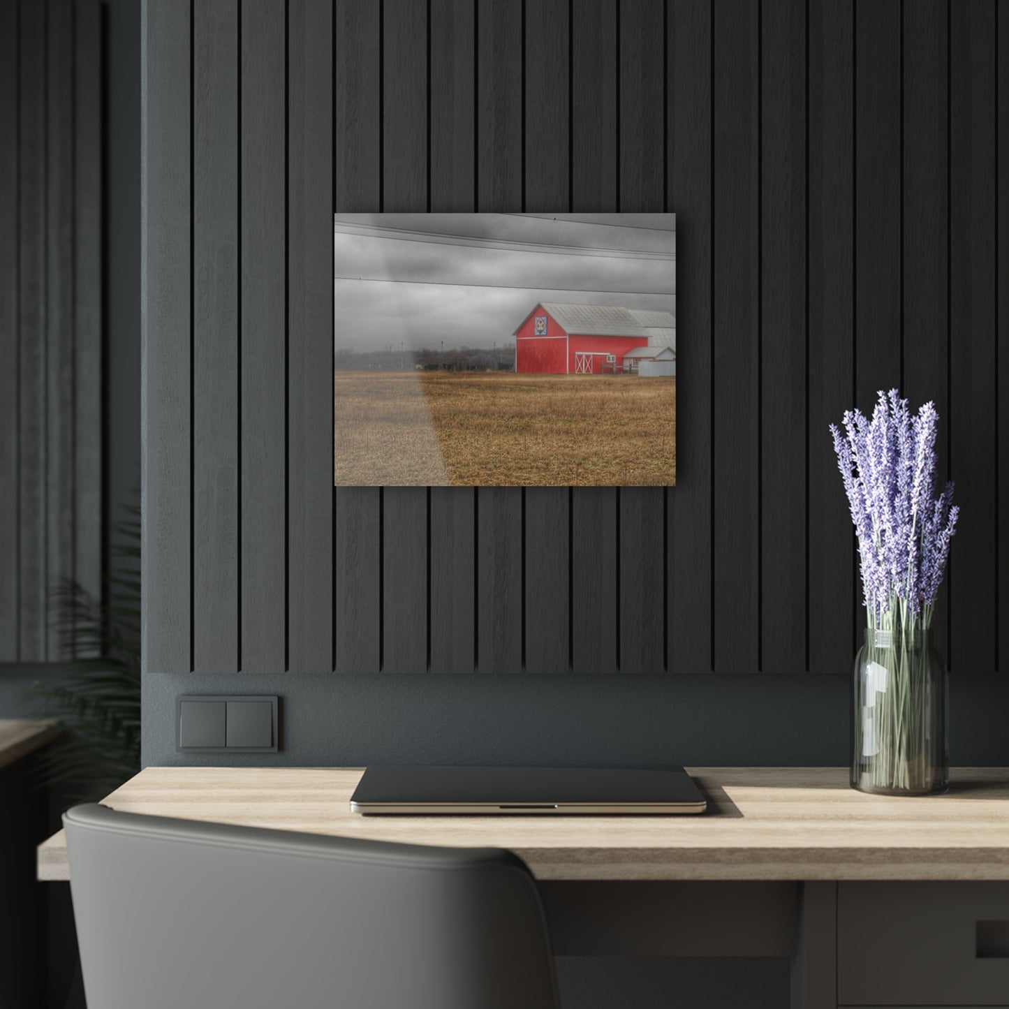 U R There Photography Barnes Road Quilted Red Rustic Farmhouse Acrylic Wall Print