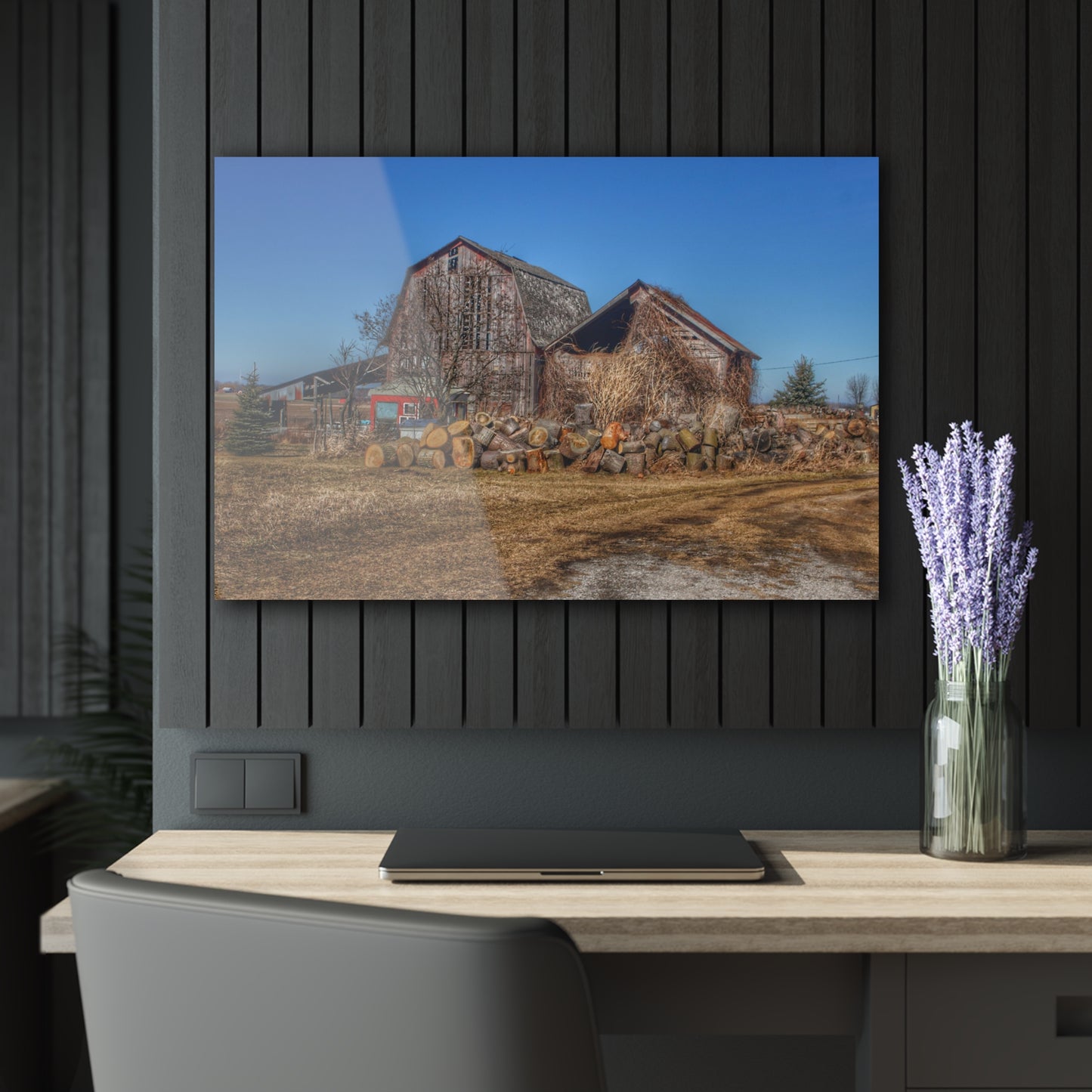 U R There Photography Dutcher Road Grey Rustic Farmhouse Acrylic Wall Print