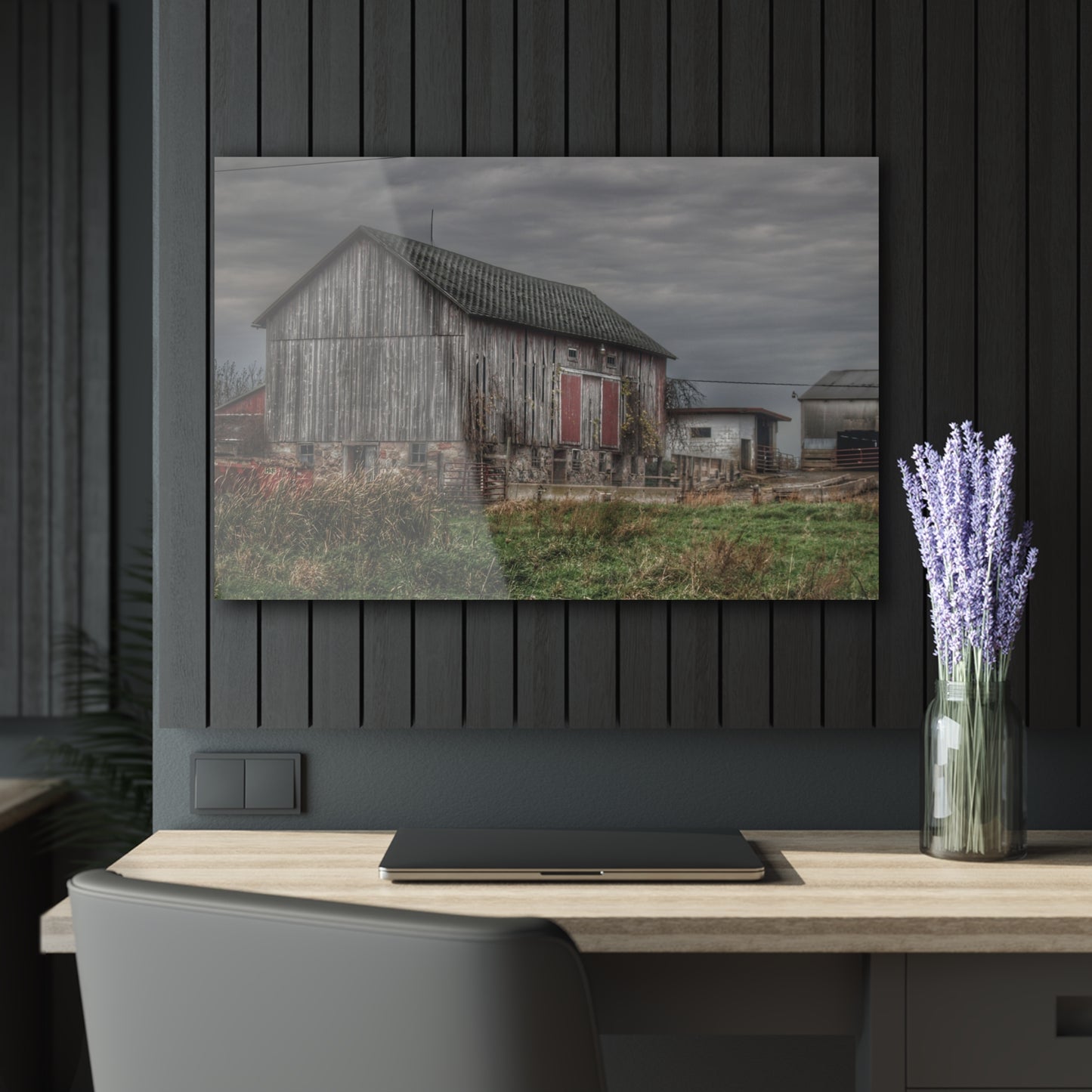 U R There Photography Swaffer Road Grey Rustic Farmhouse Acrylic Wall Print