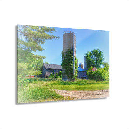 U R There Photography Bordman Road Old Grey and Silo II Rustic Farmhouse Acrylic Wall Print