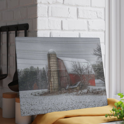U R There Photography Arbela Road Red Rustic Farmhouse Tempered-Glass Cutting Board