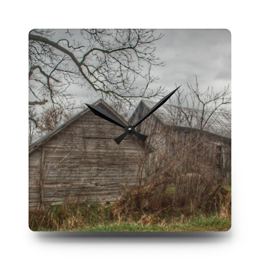 Bowers Road Greys II Rustic Farmhouse Acrylic Analog Wall Clock 10.75'' × 10.75'' (Square)