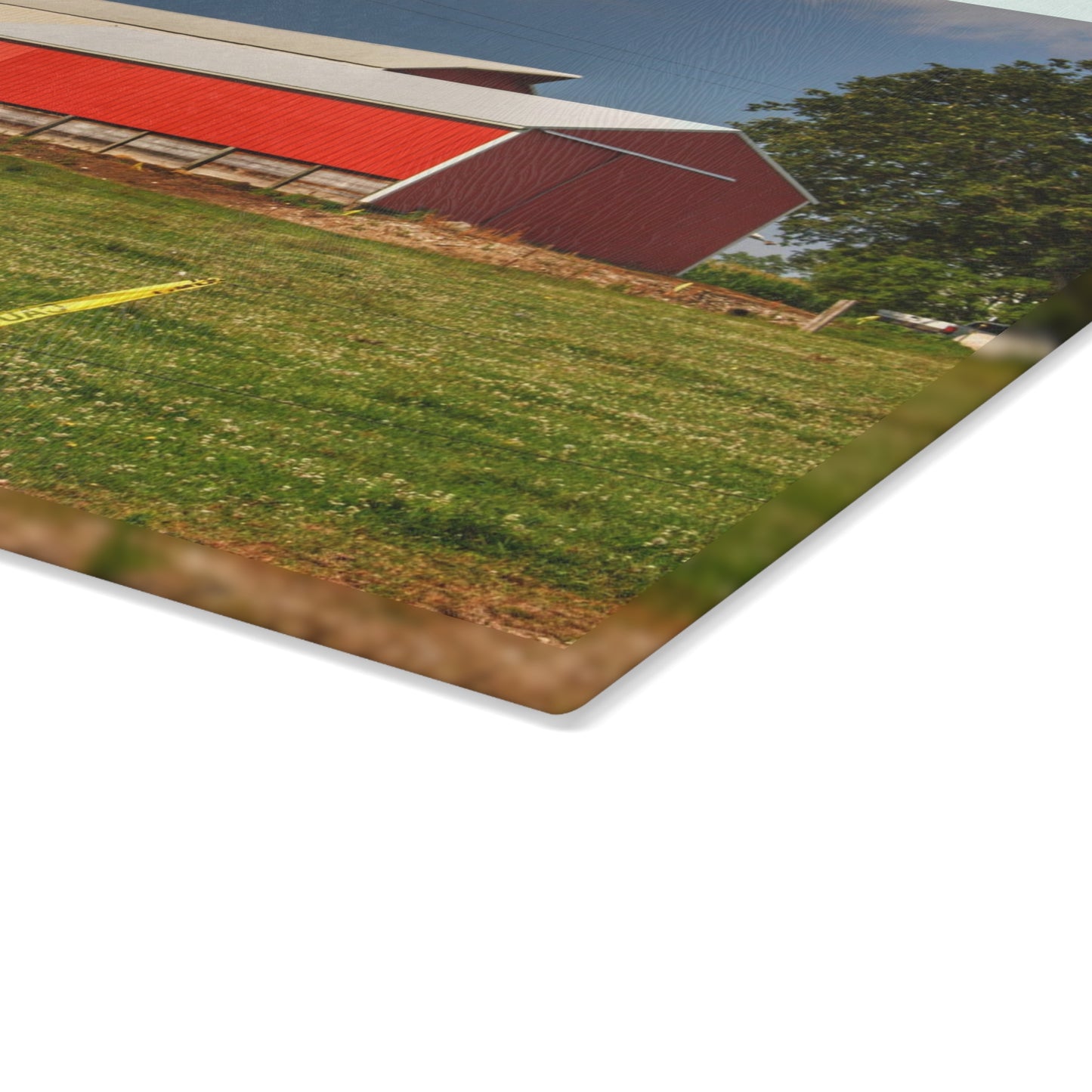 U R There Photography Clifford Farm and Silo Rustic Farmhouse Tempered-Glass Cutting Board