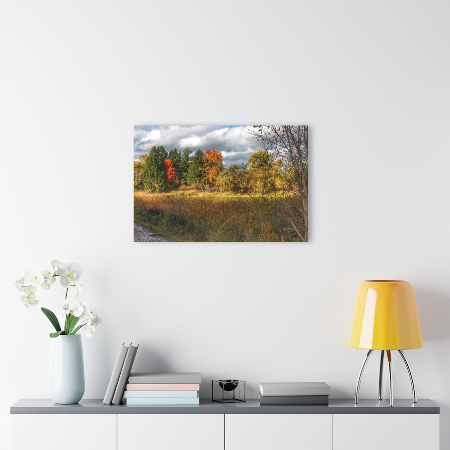 U R There Photography Fall Pond on Sutton Road Rustic Farmhouse Acrylic Wall Print