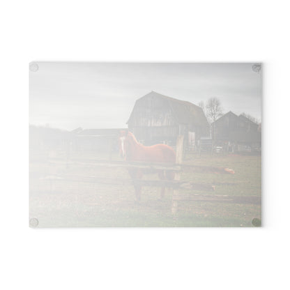 U R There Photography South Summers Road Old Grey and Caramel IV Rustic Farmhouse Tempered-Glass Cutting Board