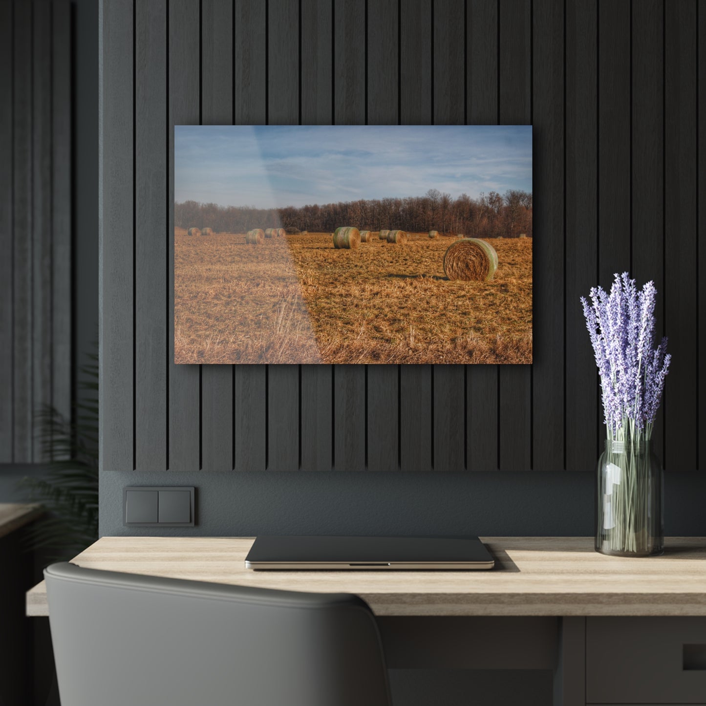 Barn Boutique Modern Farmhouse Acrylic Wall Print| December Haybales