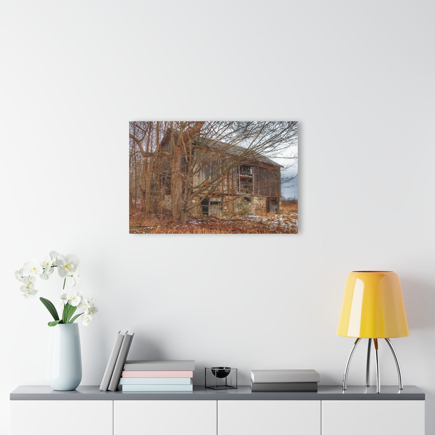 U R There Photography Norway Lake Hidden Grey II Rustic Farmhouse Acrylic Wall Print